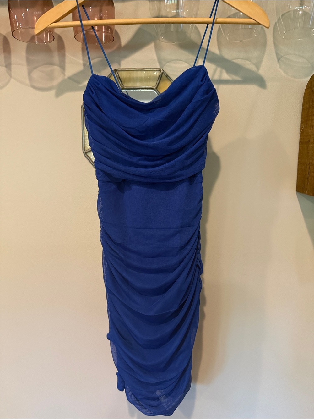 Princess Polly Royal Blue Ruched Cowl Midi Dress